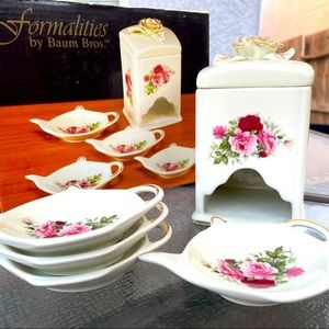 Formalities by Baum Bros. Victorian Rose Collection Tea Bag Holder Set
